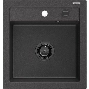 MEXEN/S Vito Vito granitový dřez 1-miska 520x490 mm, černá kropenatá, + černý sifon 6503521000-76-B obraz