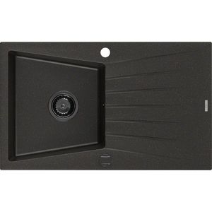 MEXEN/S Cesar granitový dřez 1 s odkapávačem 775 x 470 mm, černá/zlatý metalik, + černý sifon 6514771010-75-B obraz