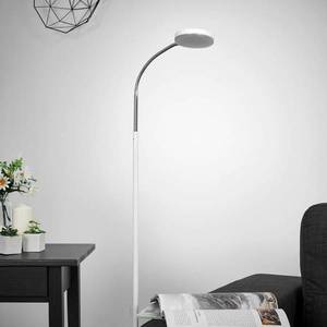 Lindby Stojací lampa Lindby LED Milow, bílá, výška 140 cm, nožní spínač obraz