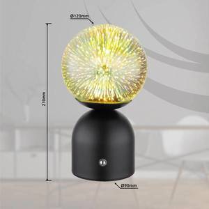 Globo Julsy LED dobíjecí stolní lampa, černá, 3D, výška 21 cm, CCT obraz