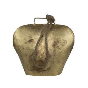 Zlatý antik plechový zvonek ve tvaru kravského zvonu - 9*5*10cm CIBGT10 obraz