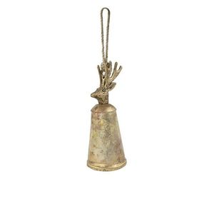 Zlatý kovový zvonek s hlavou jelena Deer - Ø 6*15cm CIBGH15 obraz