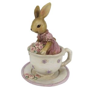 Dekorace králičí slečny v čajovém šálku - 8*8*11 cm 6PR3327 obraz