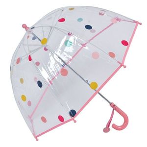 Průhledný deštník pro děti s růžovým držadlem a puntíky - Ø 50 cm JZCUM0009P obraz