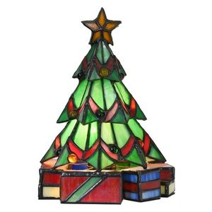 Stolní Tiffany lampa Christmas ve tvaru vánočního stromku - 17*17*23 cm 5LL-9348 obraz