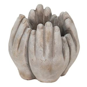 Béžovo-šedý cementový květináč přiložených rukou Hania S - 15*15*17 cm 6TE0423S obraz