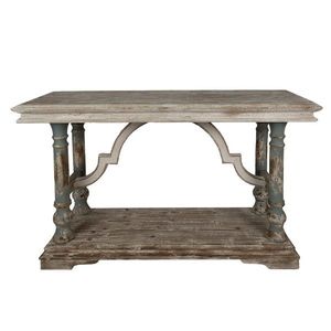 Hnědo - béžový antik dřevěný konzolový stůl Friantee - 140*51*87 cm 5H0650 obraz