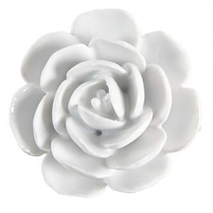 Bílá keramická úchytka květina - Ø 6*3/6 cm 65306 obraz