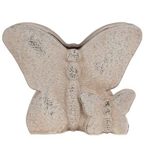 Béžový antik cementový květináč motýl Butterfly - 24*10*19 cm 6TE0514 obraz