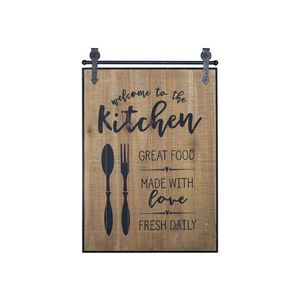 Hnědá kovovo-dřevěná nástěnná cedule Kitchen – 38*2*57 cm 31085700 obraz