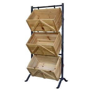 Černý kovový stojan s dřevěnými boxy Wooden boxes - 50*34*104 cm 41071000 obraz