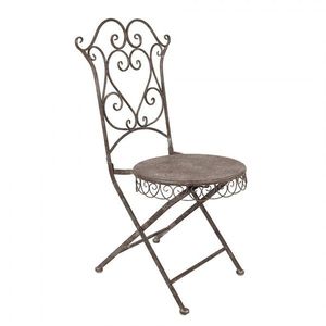 Hnědá antik kovová skládací zahradní židle Frenchia - 49*49*95 cm 5Y1207 obraz