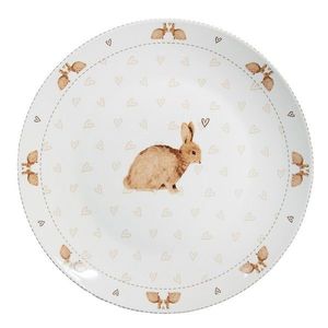 Bílý jídelní talíř s motivem králíčků a srdíček Bunnies in Love - Ø 26*2 cm BSLCFP obraz