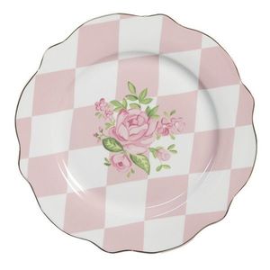 Bílo-růžový dezertní talíř s růžičkami Sweet Roses - Ø 20*2 cm SWRDP obraz