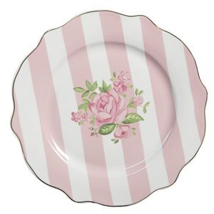 Bílo-růžový dezertní talíř s růžičkami Sweet Roses II - Ø 20*2 cm SWRDP-2 obraz