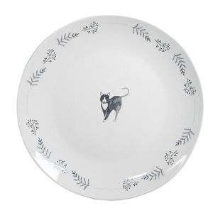 Bílo-šedý porcelánový talířek Cats and Kittens – Ø 20*2 cm CAKYDP obraz