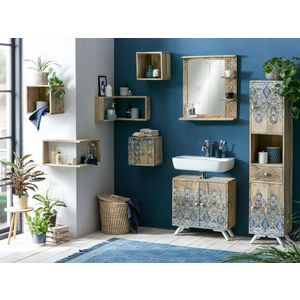 Přírodně-modrá koupelnová sestava nábytku Alcudia Mango - 5ks A00000764 obraz