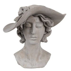 Šedý antik květináč hlava ženy s kloboukem - 27*23*26 cm 6PR4979 obraz