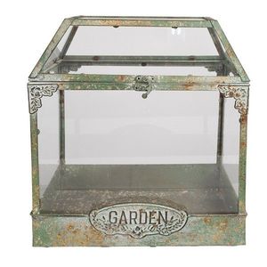 Zelený kovový dekorační vintage mini skleník Garden - 33*21*36 cm 65278 obraz