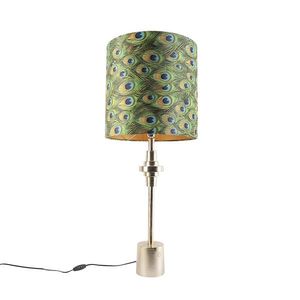 Art Deco stolní lampa zlatý sametový odstín páv design 40 cm - Diverso obraz