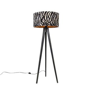 Stojací lampa stativ černý se stínidlem zebra 50 cm - Tripod Classic obraz