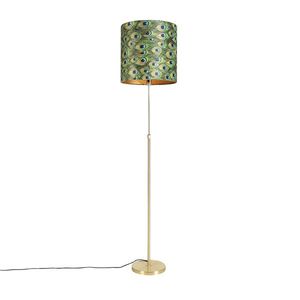Stojací lampa zlatá / mosaz s velurovým odstínem páv 40/40 cm - Parte obraz