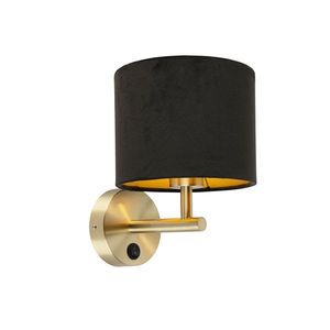 Klasická nástěnná lampa zlatá s černým velurovým odstínem - Combi obraz