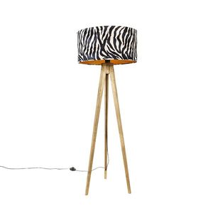 Vintage stojací lampa stínítko zebra design 50 cm - Tripod Classic obraz