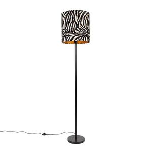 Moderní stojací lampa černé látkové stínítko zebra 40 cm - Simplo obraz