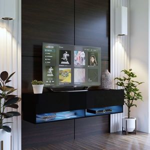 Televizní stolek ANTOFALLA 175, černý/černý lesk obraz