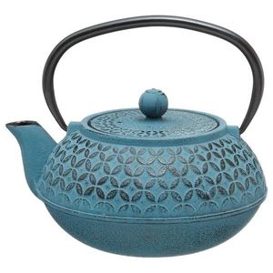 DekorStyle Litinový džbánek se sítkem na čaj Flower 1000 ml modrý obraz