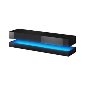Vivaldi TV stolek Fly s LED osvětlením 140 cm černý mat/černý lesk obraz