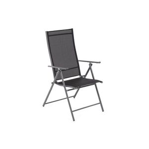 Skládací zahradní židle ocel / textilen Černá / šedá, Skládací zahradní židle ocel / textilen Černá / šedá obraz