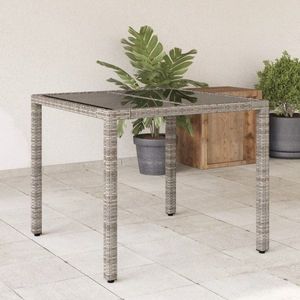 Zahradní stůl se skleněnou deskou šedý 90x90x75 cm polyratan obraz