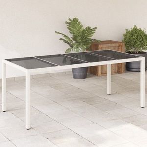 Zahradní stůl se skleněnou deskou bílý 190x90x75 cm polyratan obraz