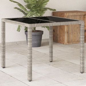 Zahradní stůl skleněná deska světle šedý 90x90x75 cm polyratan obraz