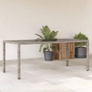 Zahradní stůl se skleněnou deskou šedý 190x90x75 cm polyratan obraz