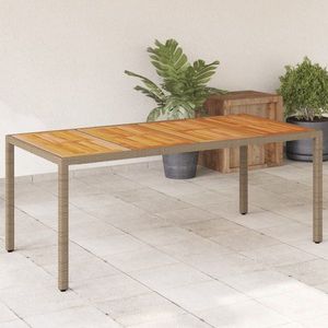 Zahradní stůl béžový 190 x 90 x 75 cm polyratan akáciové dřevo obraz