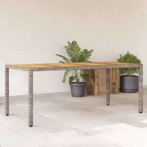 Zahradní stůl s akáciovou deskou šedý 190x90x75 cm polyratan obraz