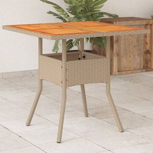 Zahradní stůl béžový 80 x 80 x 75 cm polyratan akáciové dřevo obraz