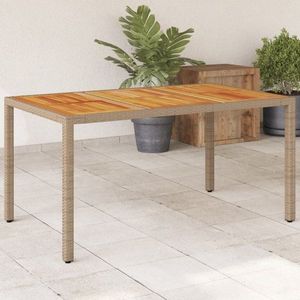 Zahradní stůl béžový 150 x 90 x 75 cm polyratan akáciové dřevo obraz