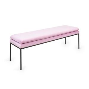 Besoa Eloise, čalouněná lavice, pěnová výplň, polyesterový potah, samet, ocel, růžová obraz
