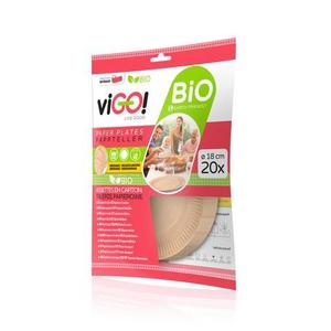 Bio papírový talíř VIGO! 20ks 18cm hnědý obraz