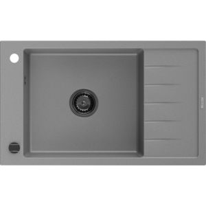 MEXEN/S Elias granitový dřez 1 s odkapávačem 795 x 480 mm, šedá, + černý sifon 6511791005-71-B obraz