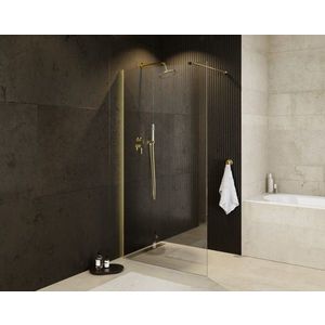 HOPA Walk-in sprchový kout ECO-N GOLD BARVA rámu Zlatá, Rozměr A 110 cm, Rozměr C 195 cm, Výplň Čiré bezpečnostní sklo 6 mm BCEXON110GC obraz