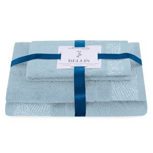 AmeliaHome Sada 3 ks ručníků BELLIS klasický styl světle modrá, velikost 50x90+70x130 obraz