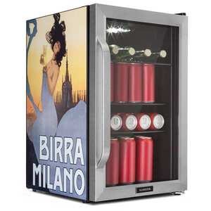 Klarstein Beersafe 70, Birra Milano Edition, lednice, 70 l, 3 police, panoramatické skleněné dveře, nerezová ocel obraz