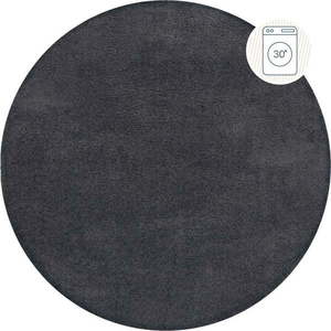 Tmavě šedý pratelný kulatý koberec z recyklovaných vláken 180x180 cm Fluffy – Flair Rugs obraz