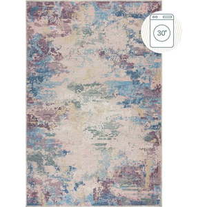 Modro-fialový pratelný koberec s příměsí recyklovaných vláken 80x150 cm Reid – Flair Rugs obraz
