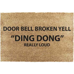 Rohožka z přírodního kokosového vlákna Artsy Doormats Yell Ding Dong, 40 x 60 cm obraz